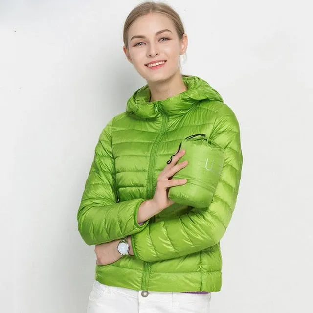 ( Free Shipping) Women Ultra White Duck Down Hooded Jacket