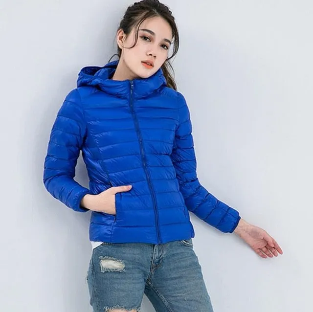 ( Free Shipping) Women Ultra White Duck Down Hooded Jacket