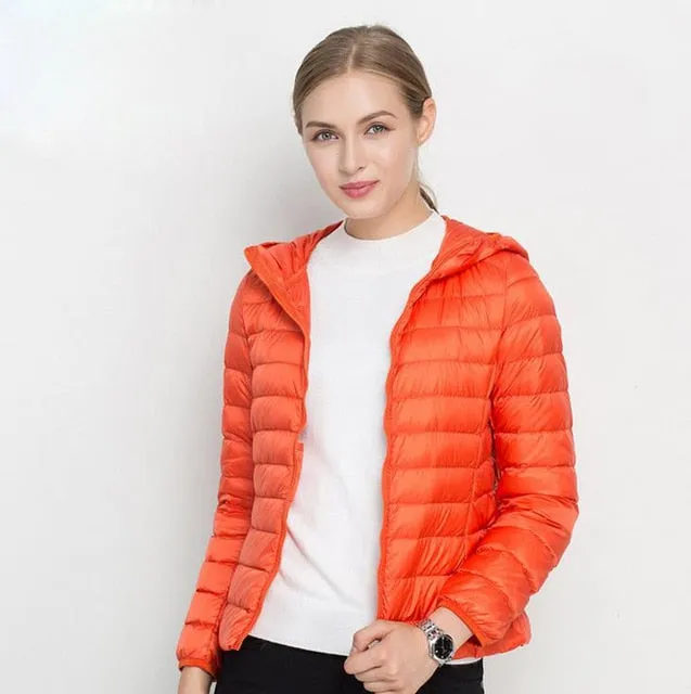 ( Free Shipping) Women Ultra White Duck Down Hooded Jacket