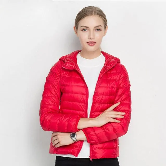 ( Free Shipping) Women Ultra White Duck Down Hooded Jacket