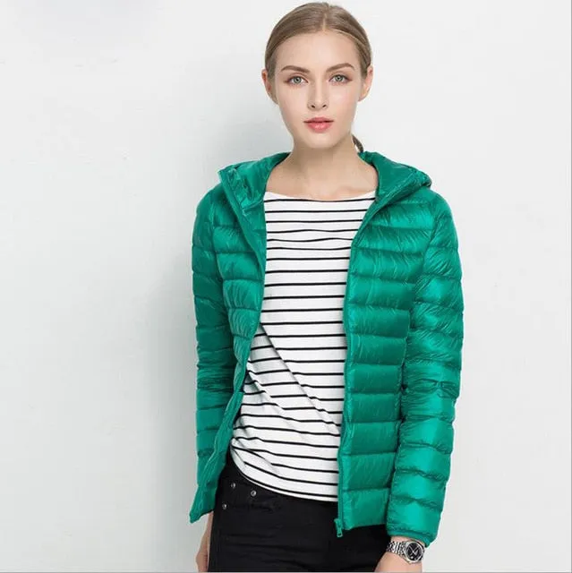 ( Free Shipping) Women Ultra White Duck Down Hooded Jacket