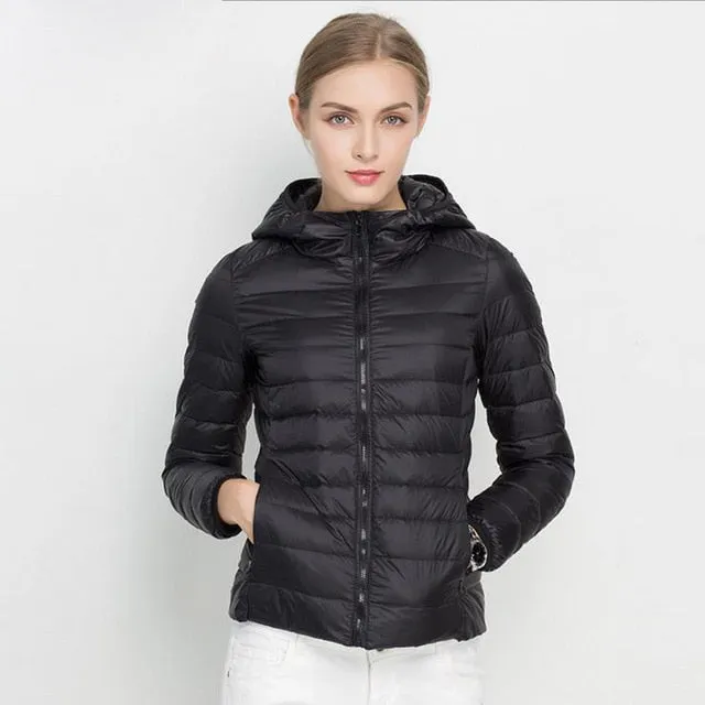 ( Free Shipping) Women Ultra White Duck Down Hooded Jacket