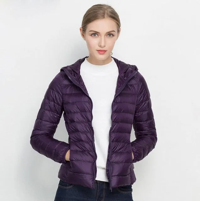 ( Free Shipping) Women Ultra White Duck Down Hooded Jacket