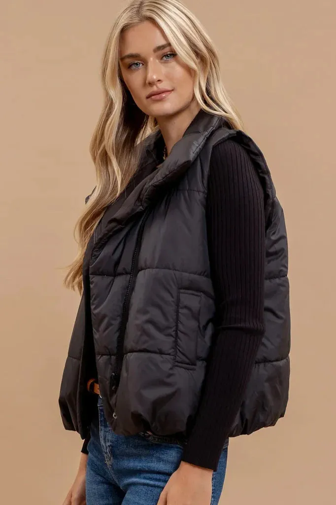 Asymmetrical Zip Puffer Vests - 2 Colors!