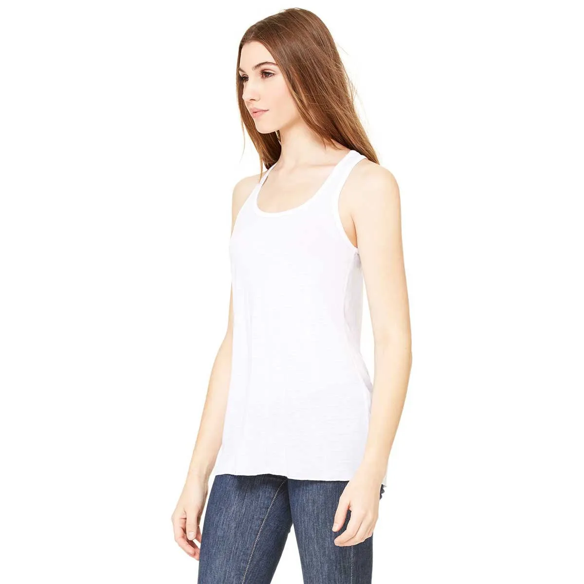 Bella   Canvas Women's White Flowy Racerback Tank