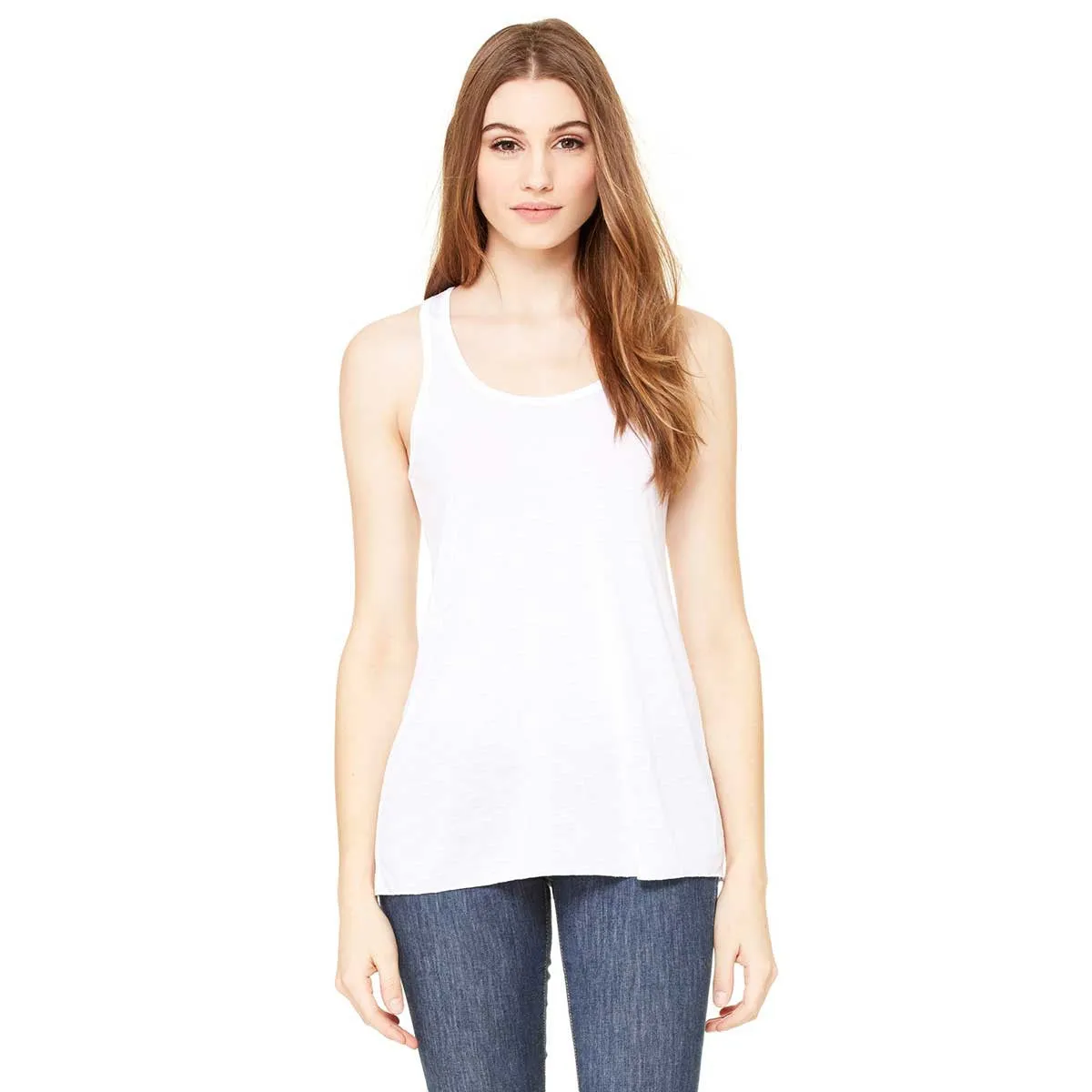 Bella   Canvas Women's White Flowy Racerback Tank