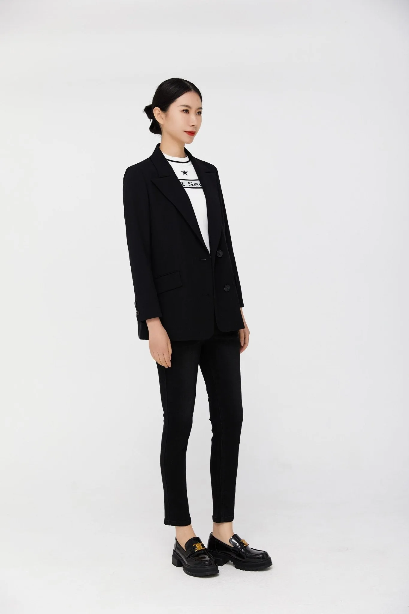 Black Lapel Collar Suits Blazer