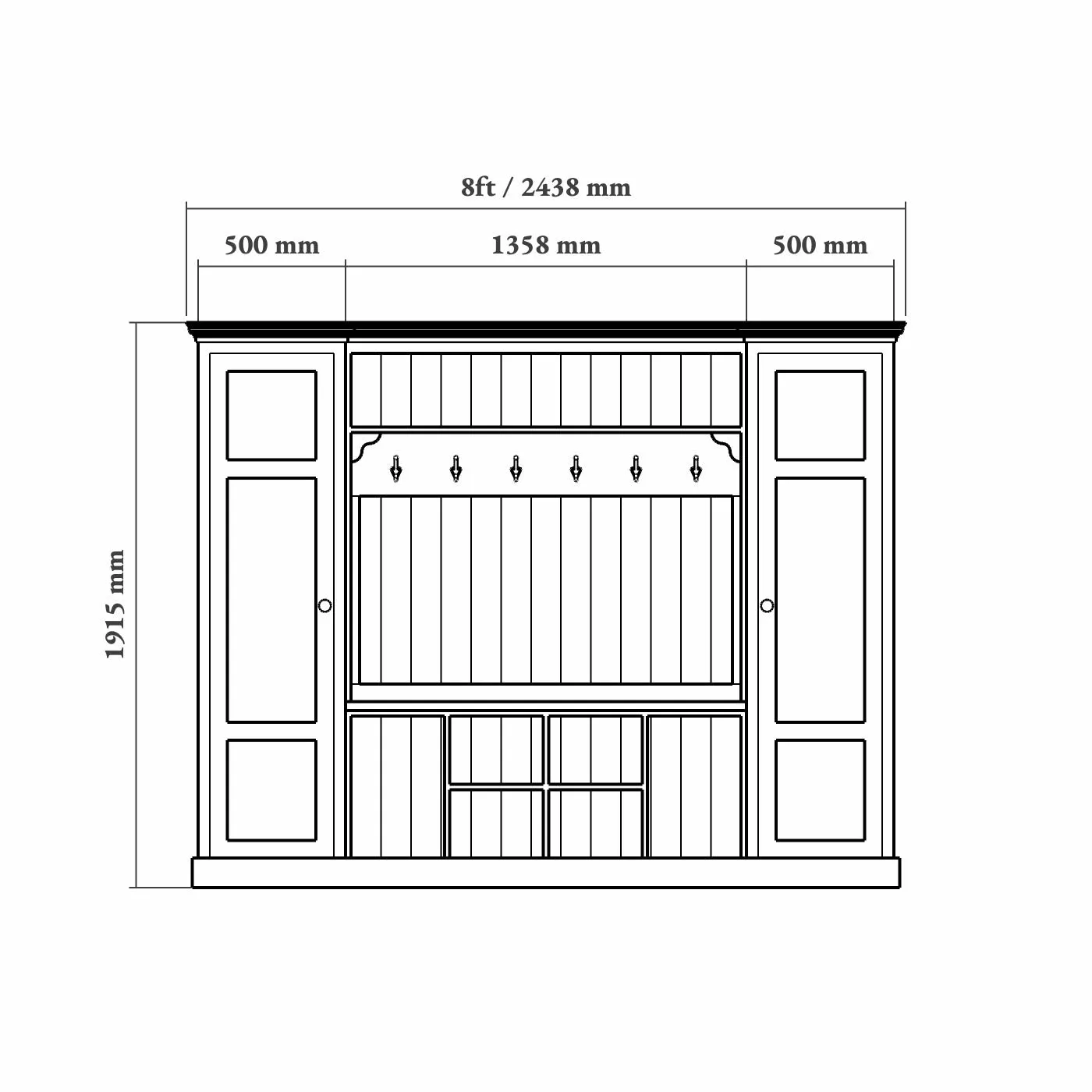 Boot Room Storage Bench with Cupboards - Single