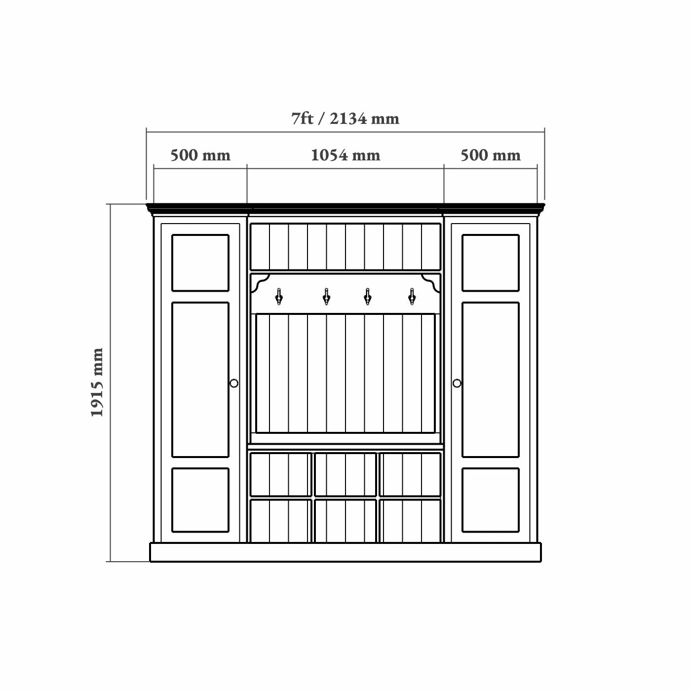 Boot Room Storage Bench with Cupboards - Single