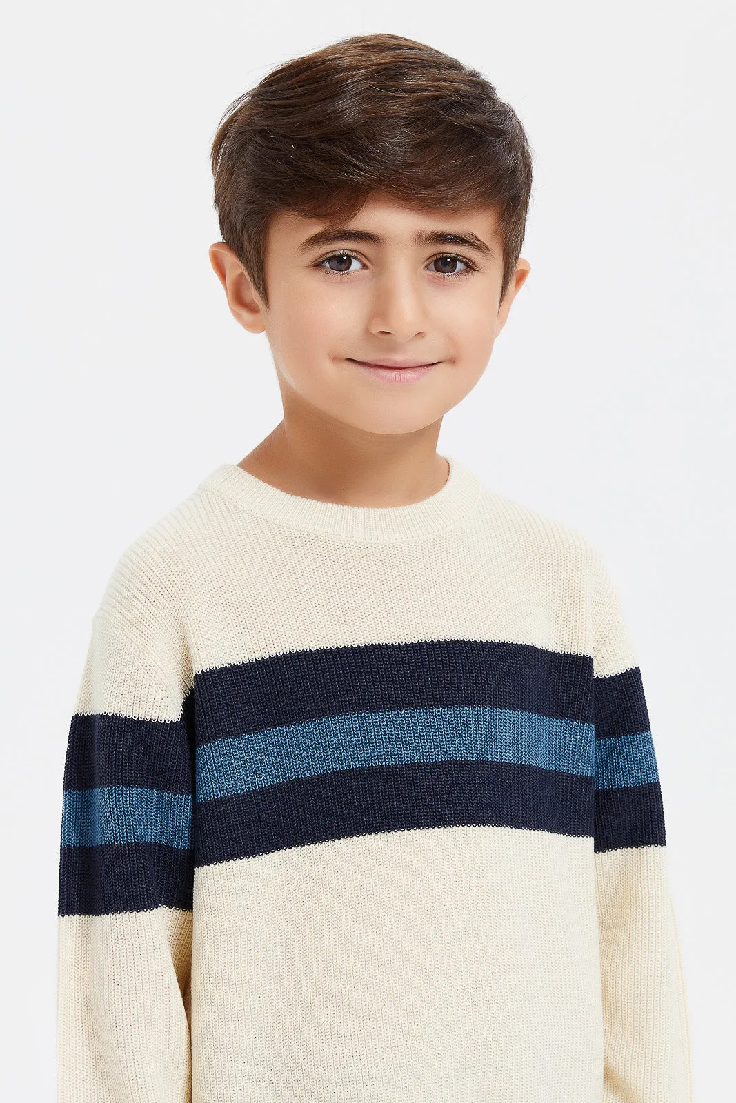 Boys Cream Knitted Jumper