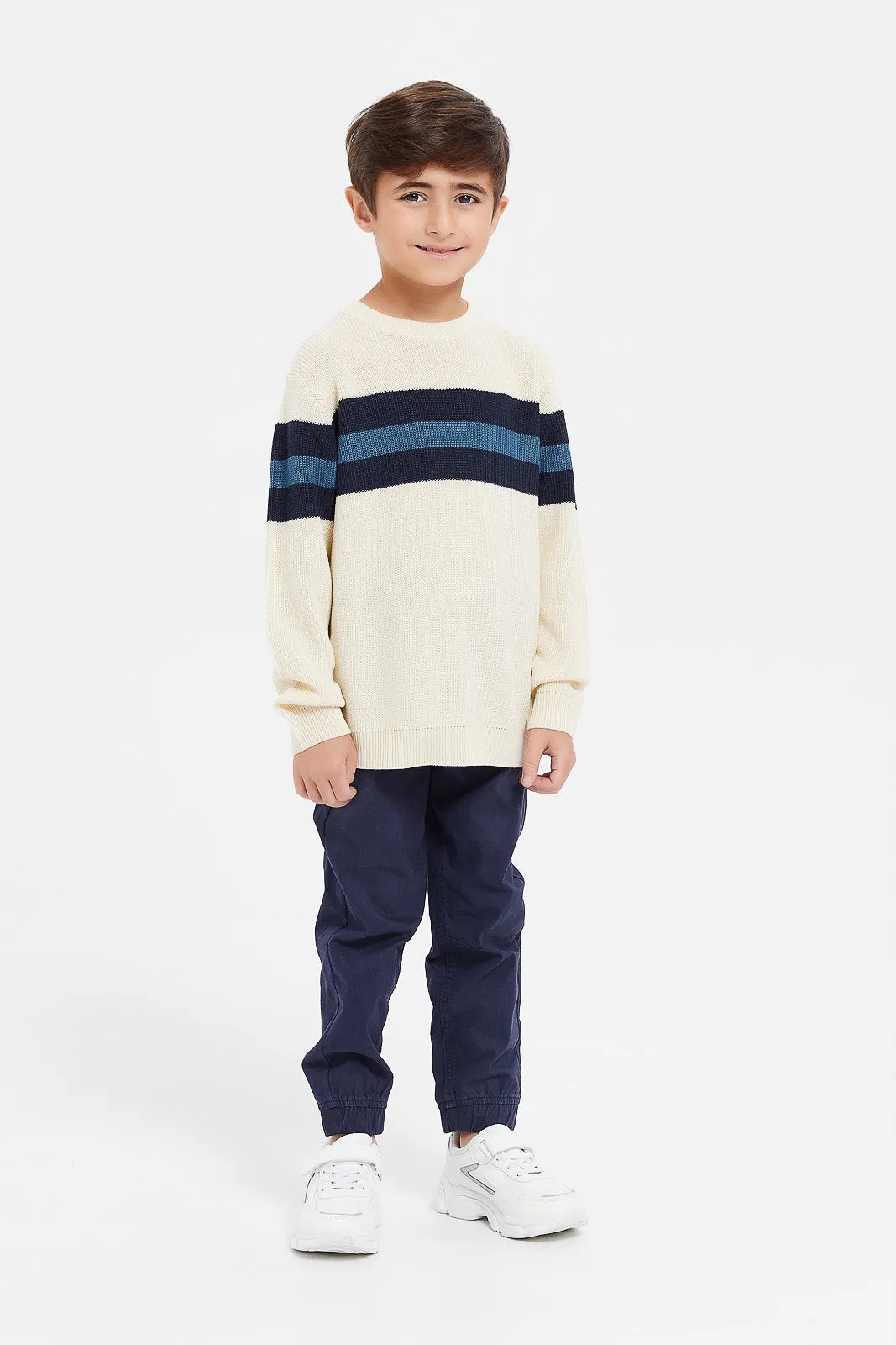 Boys Cream Knitted Jumper