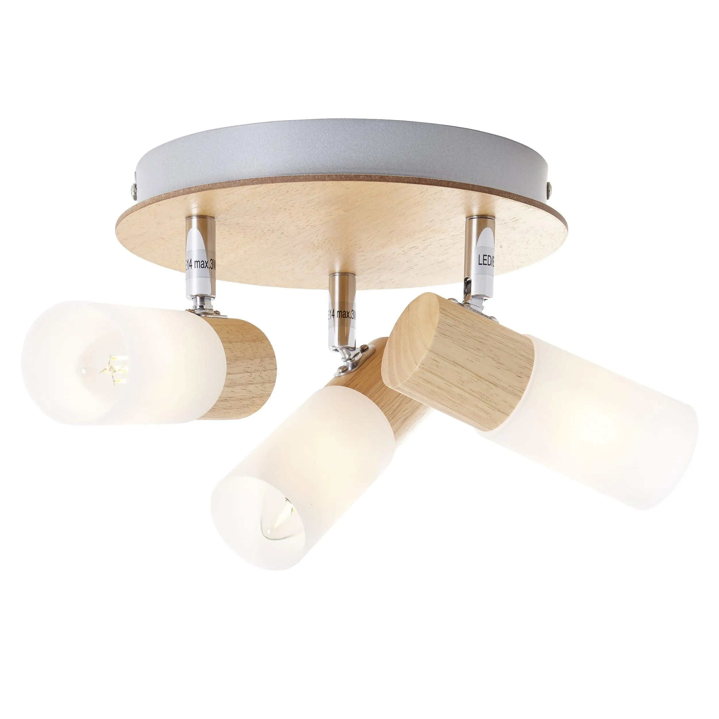 Brilliant 3 Light 10.5W Babsan Round Spotlight - Wood Light & White | 51434/50