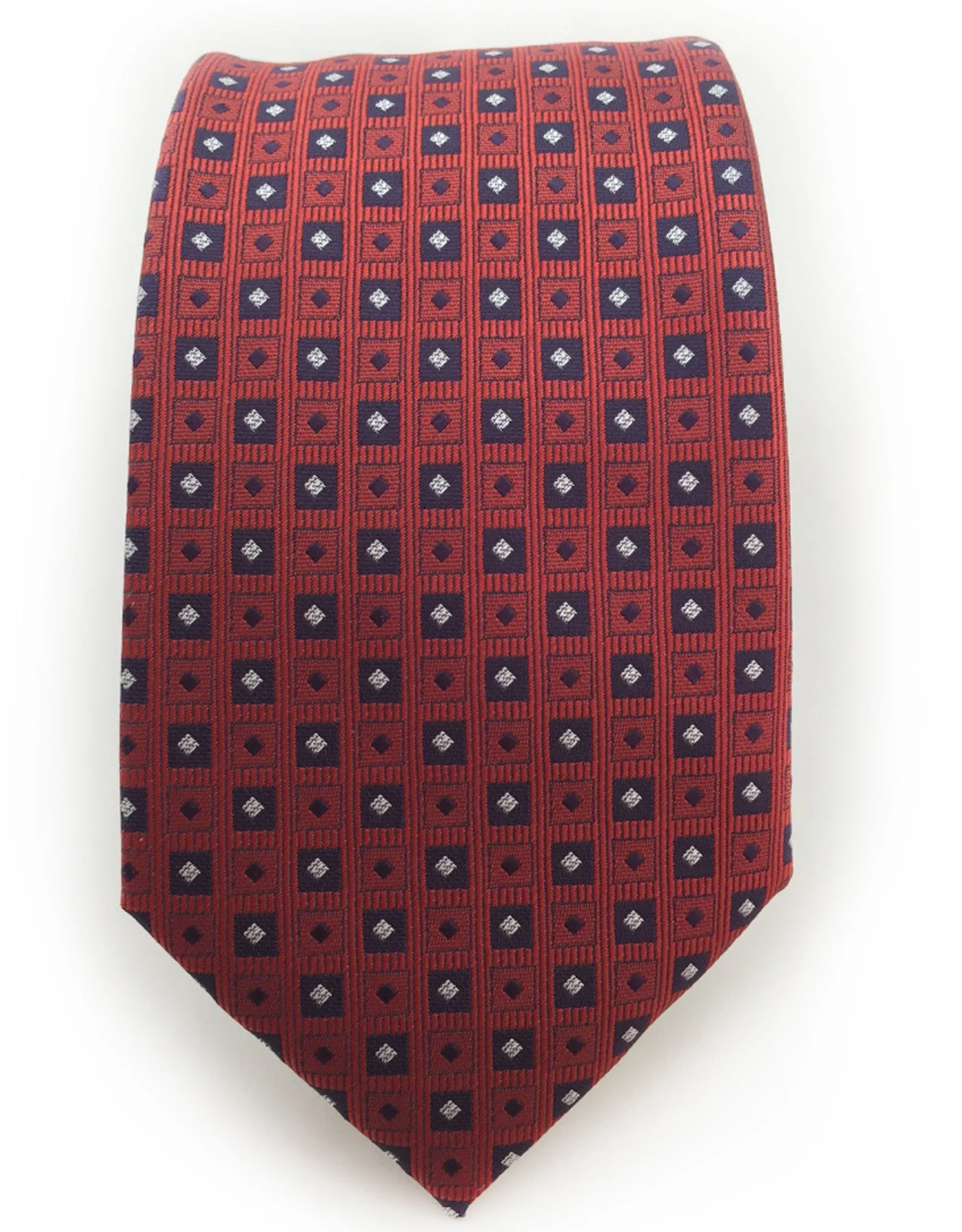 Burnt Red Tie with Squares & Diamonds