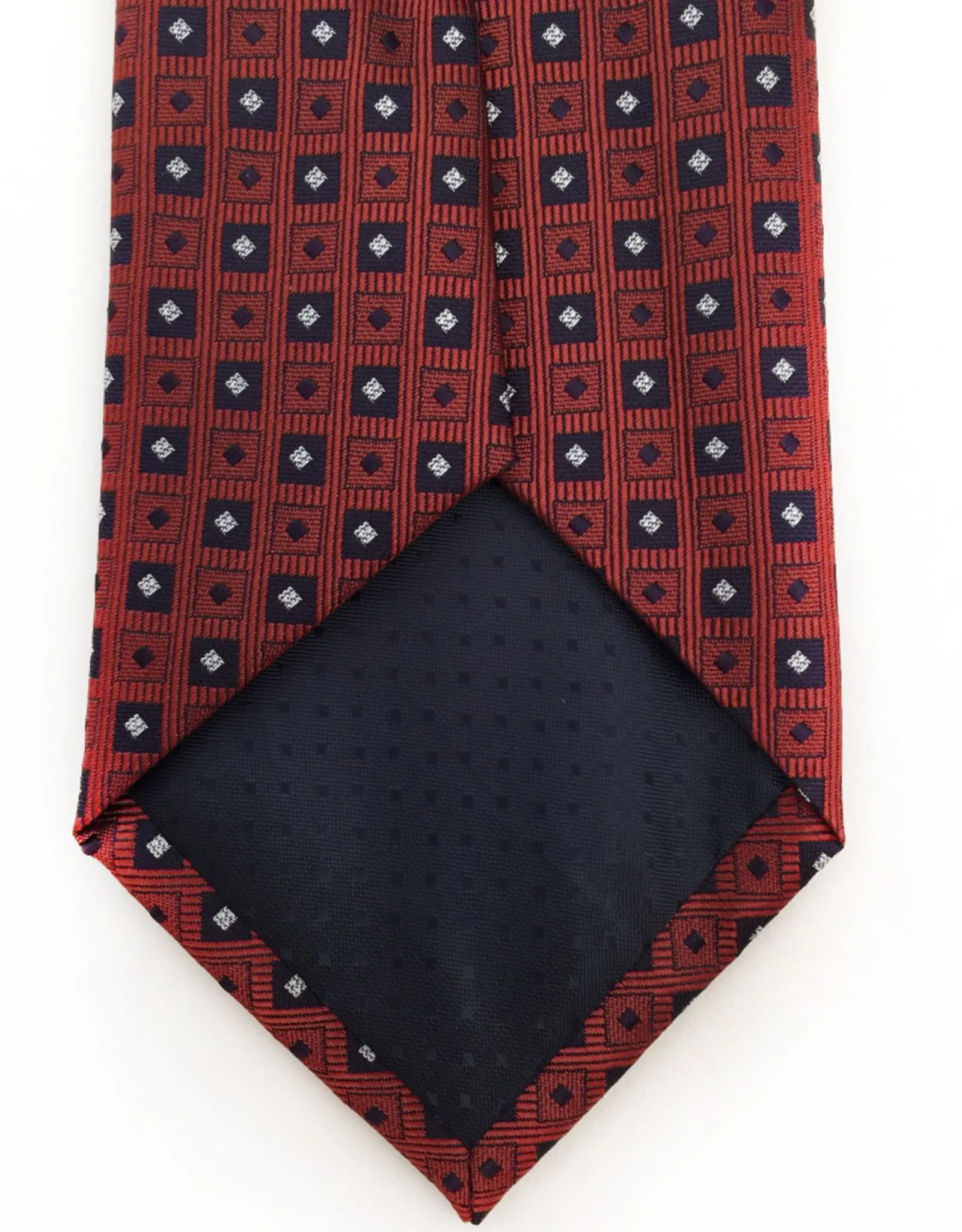 Burnt Red Tie with Squares & Diamonds