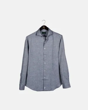 Classic Asphalt Black Linen-Blend Shirt