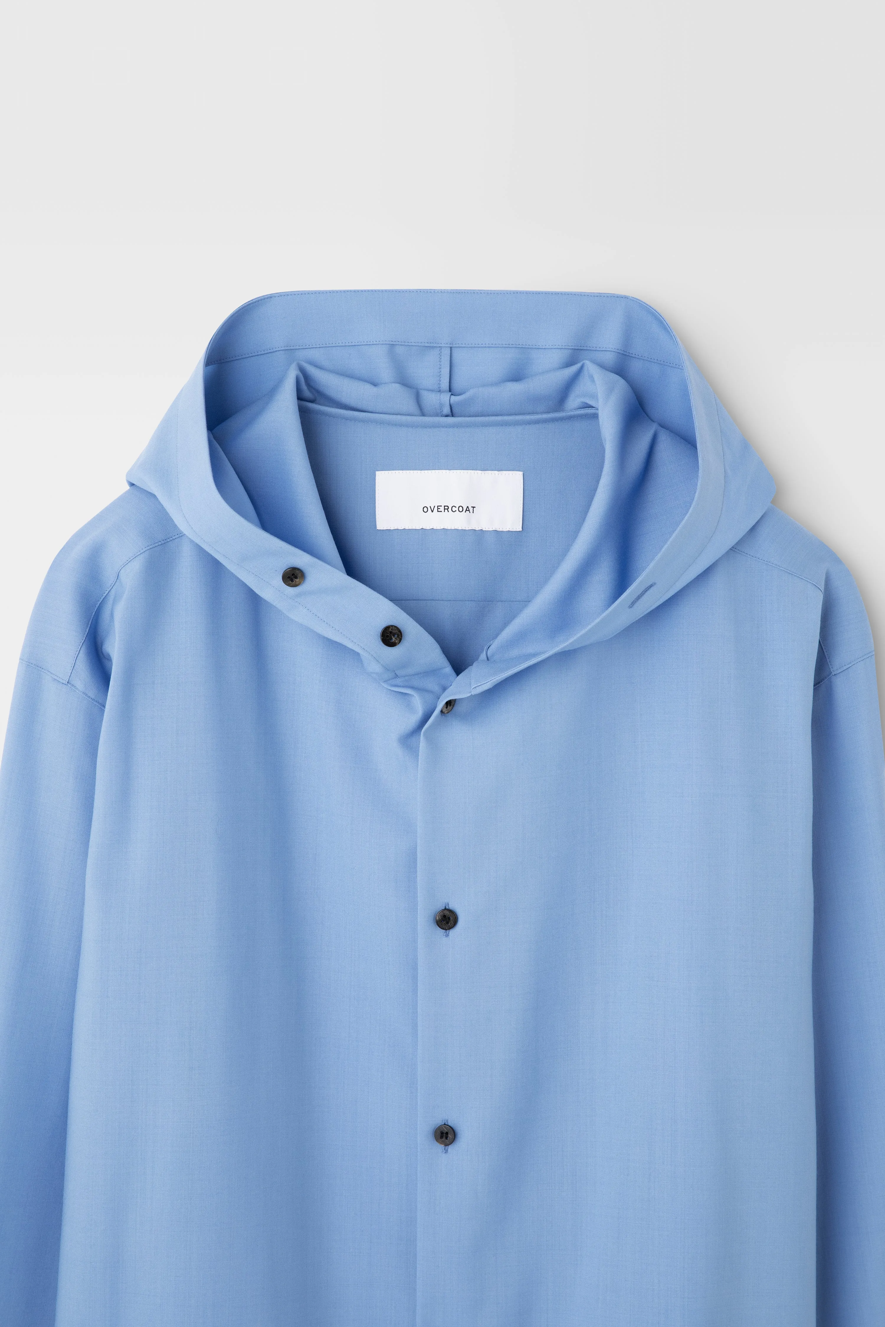 Classic Hooded Wool Shirt in Sky Blue