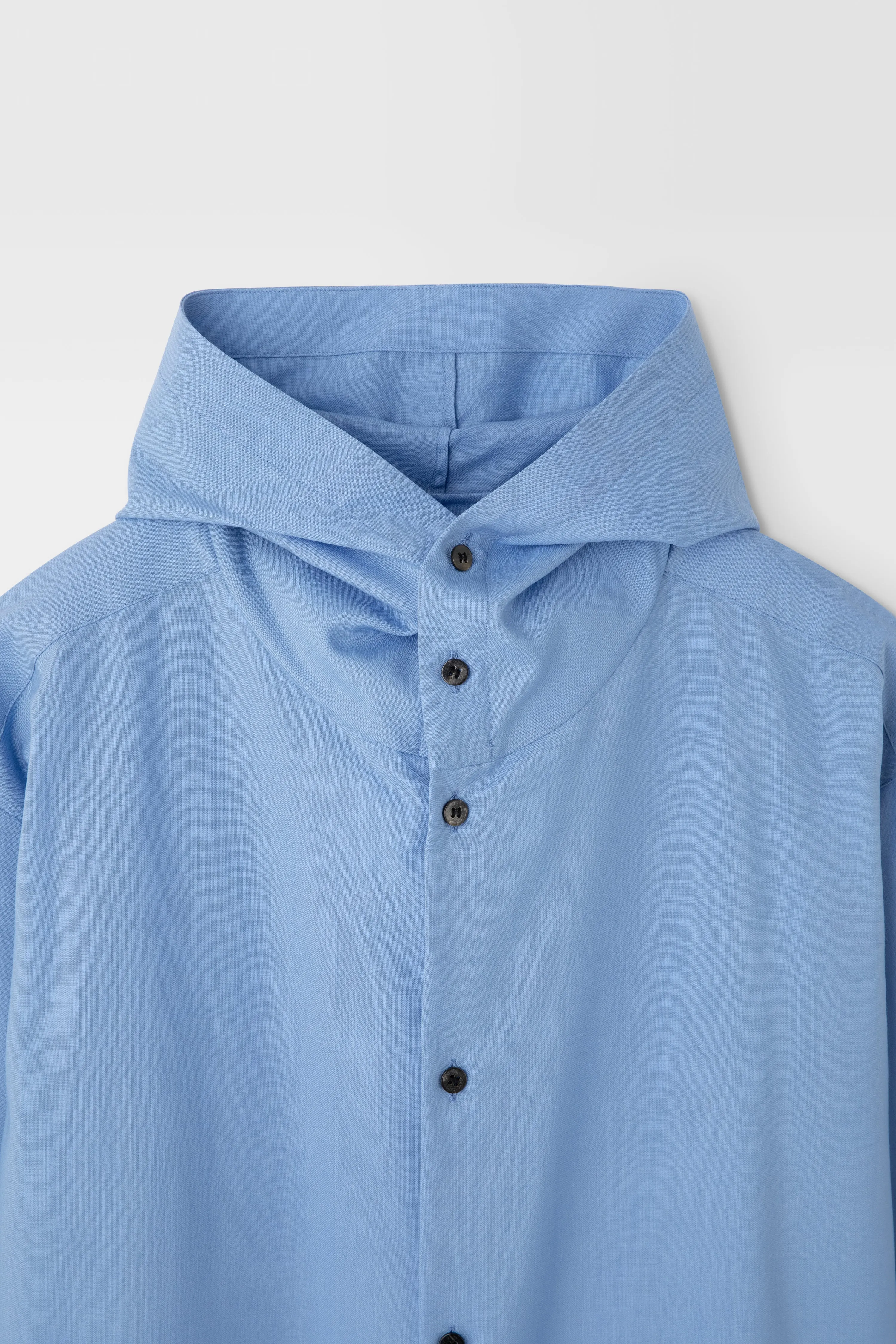 Classic Hooded Wool Shirt in Sky Blue