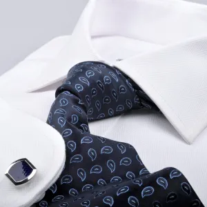 Classic White Solid Herringbone Formal Business Dress Shirt Luxury Fashion