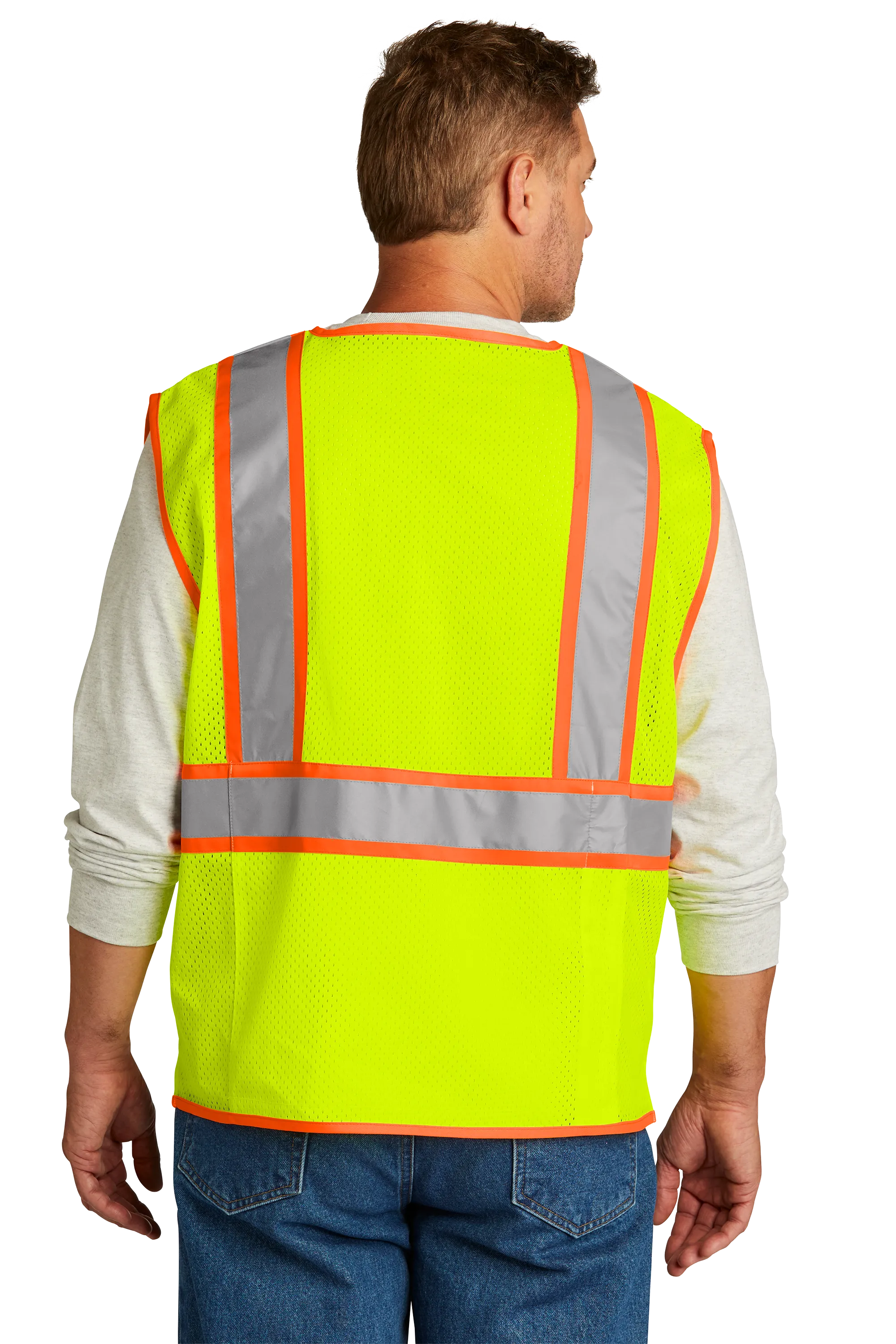 CornerStone® ANSI 107 Class 2 Surveyor Zippered Two-Tone Vest - Safety Yellow