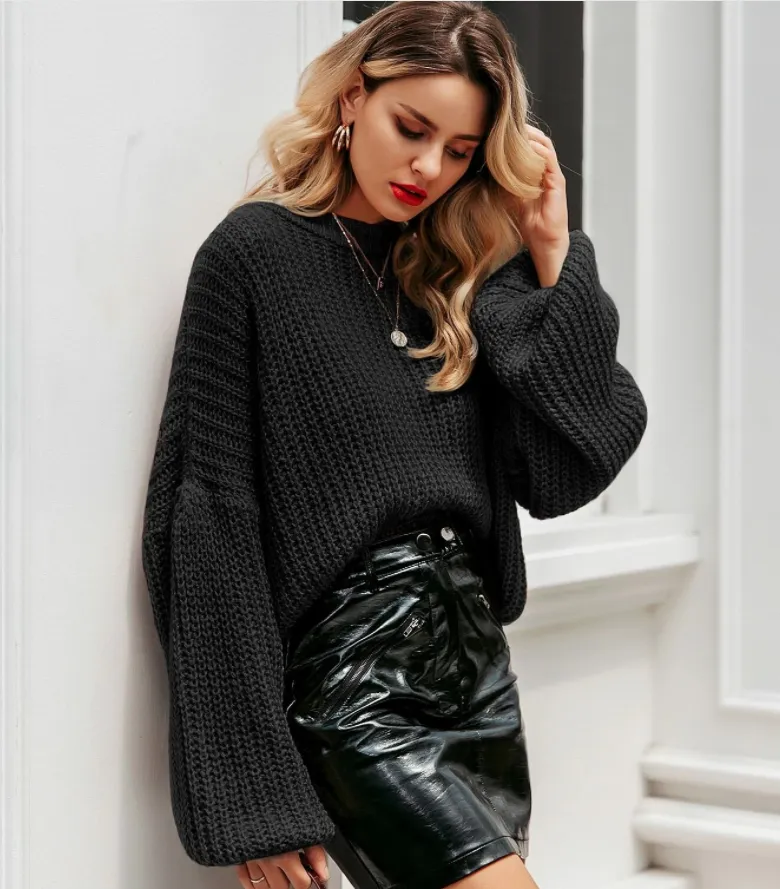 Drop Shoulder Chunky Knit Sweater