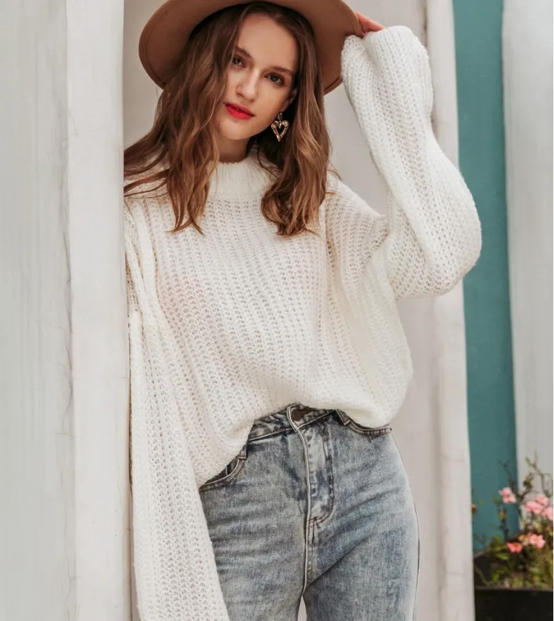 Drop Shoulder Chunky Knit Sweater