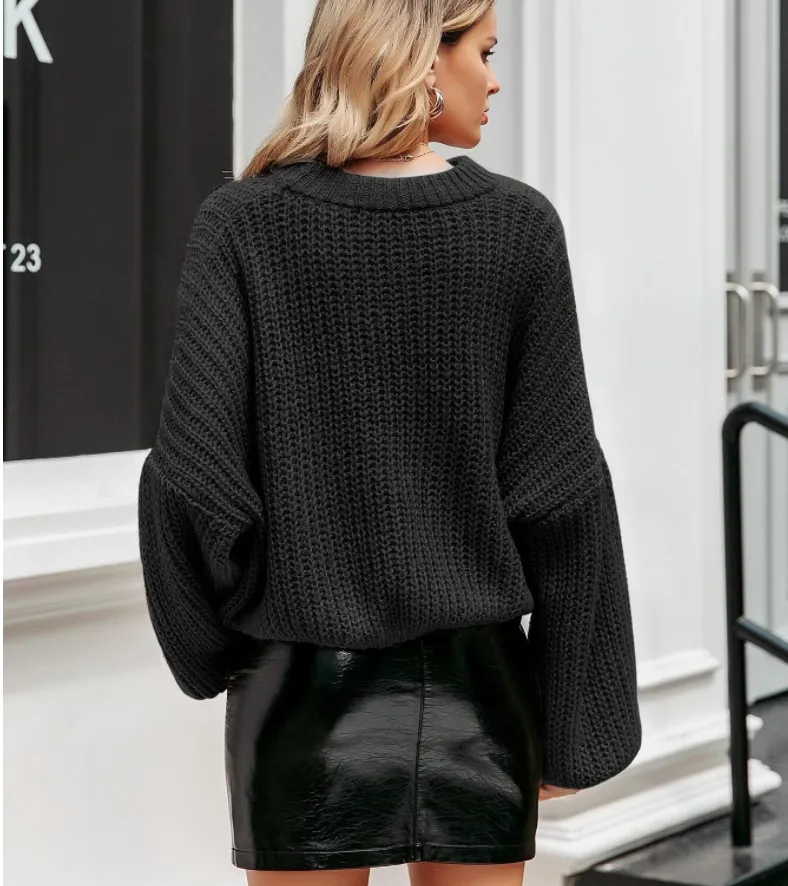 Drop Shoulder Chunky Knit Sweater