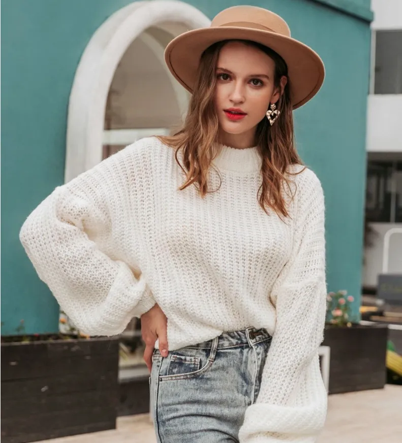 Drop Shoulder Chunky Knit Sweater