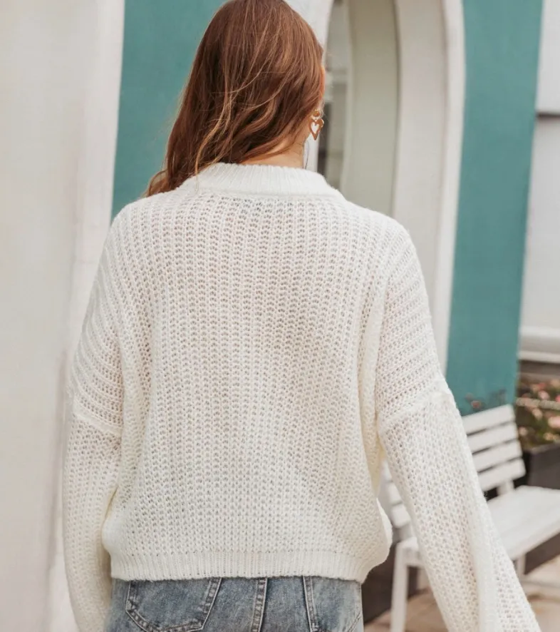 Drop Shoulder Chunky Knit Sweater