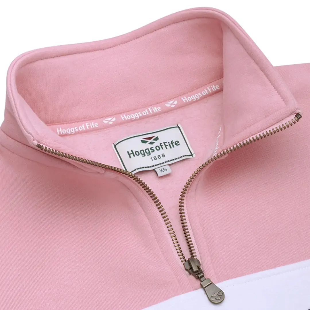 Dumfries 1888 Ladies 1/4 Zip Sweatshirt - Pink/White/Blue by Hoggs of Fife