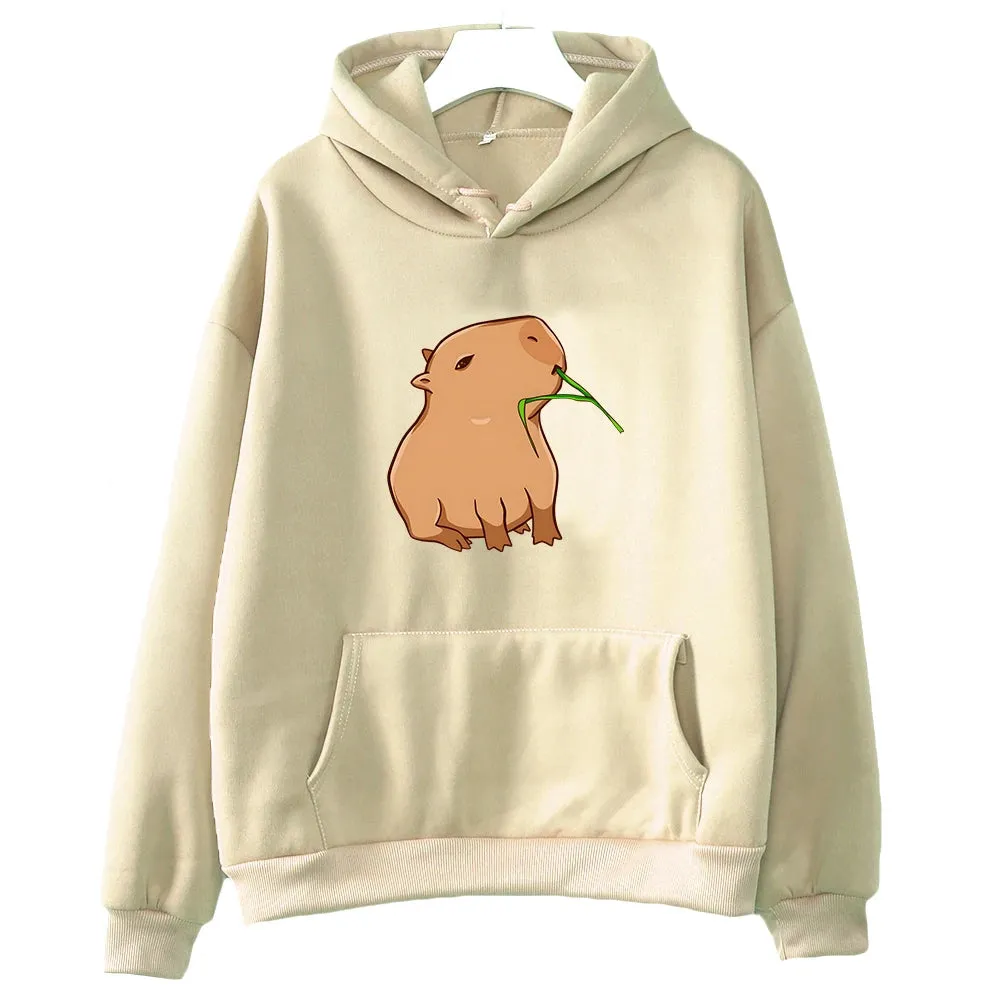 Funny Capybara Print Hoodie Women/Men Kawaii Cartoon Tops Sweatshirt for Girls Unisex Fashion Harajuku Graphic Hooded Pullovers