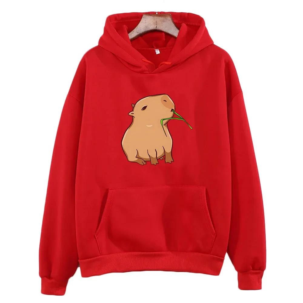 Funny Capybara Print Hoodie Women/Men Kawaii Cartoon Tops Sweatshirt for Girls Unisex Fashion Harajuku Graphic Hooded Pullovers