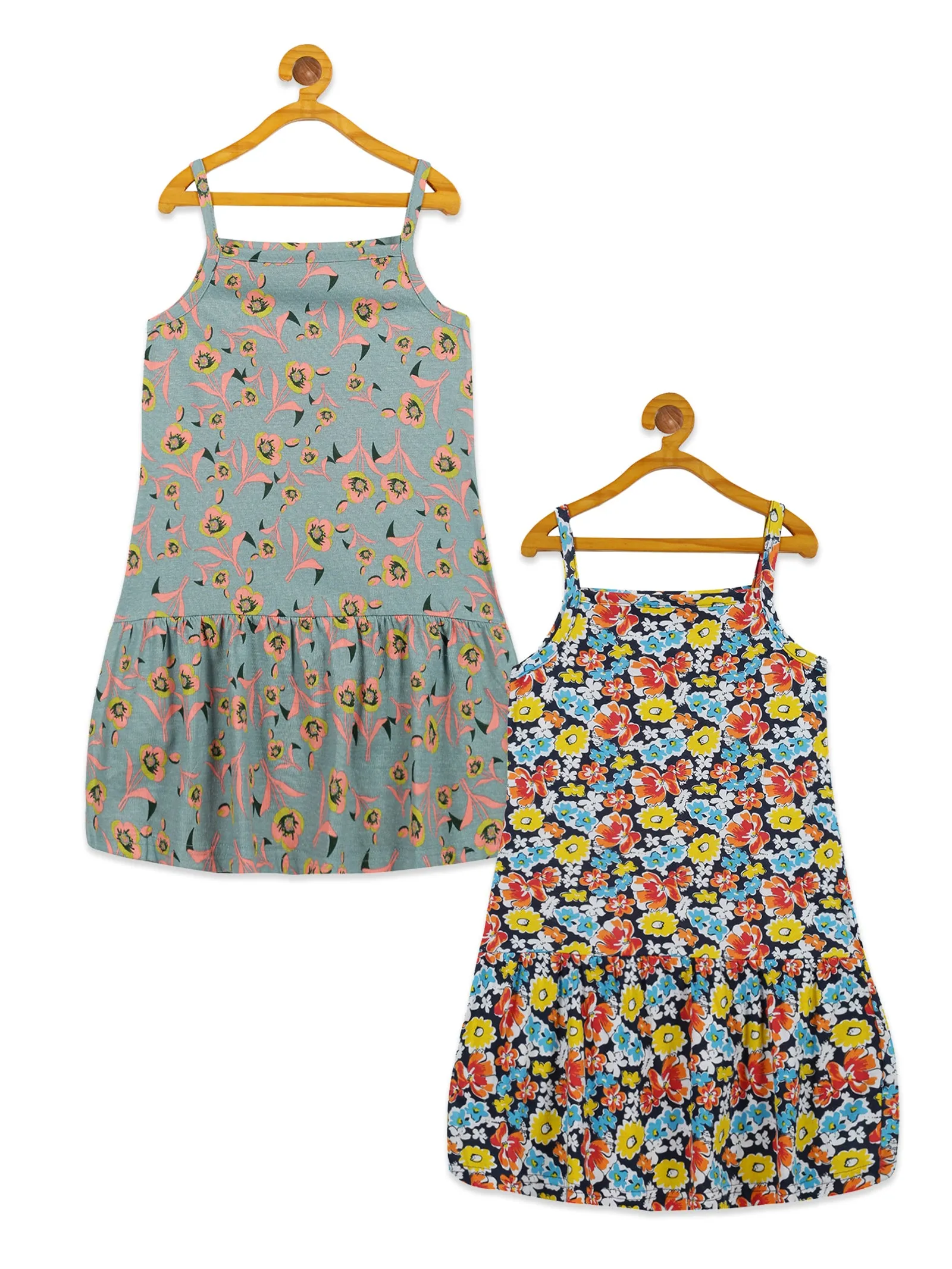 Girls Bottom Gathered Strap Dress Pack of 2