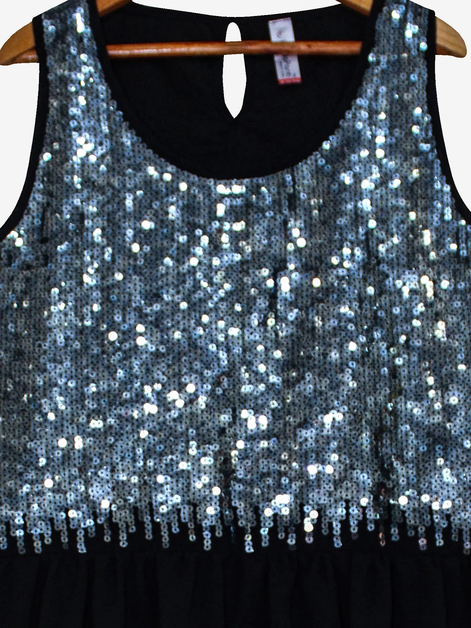 Girls Sleeveless Sequinned Yoke Dress