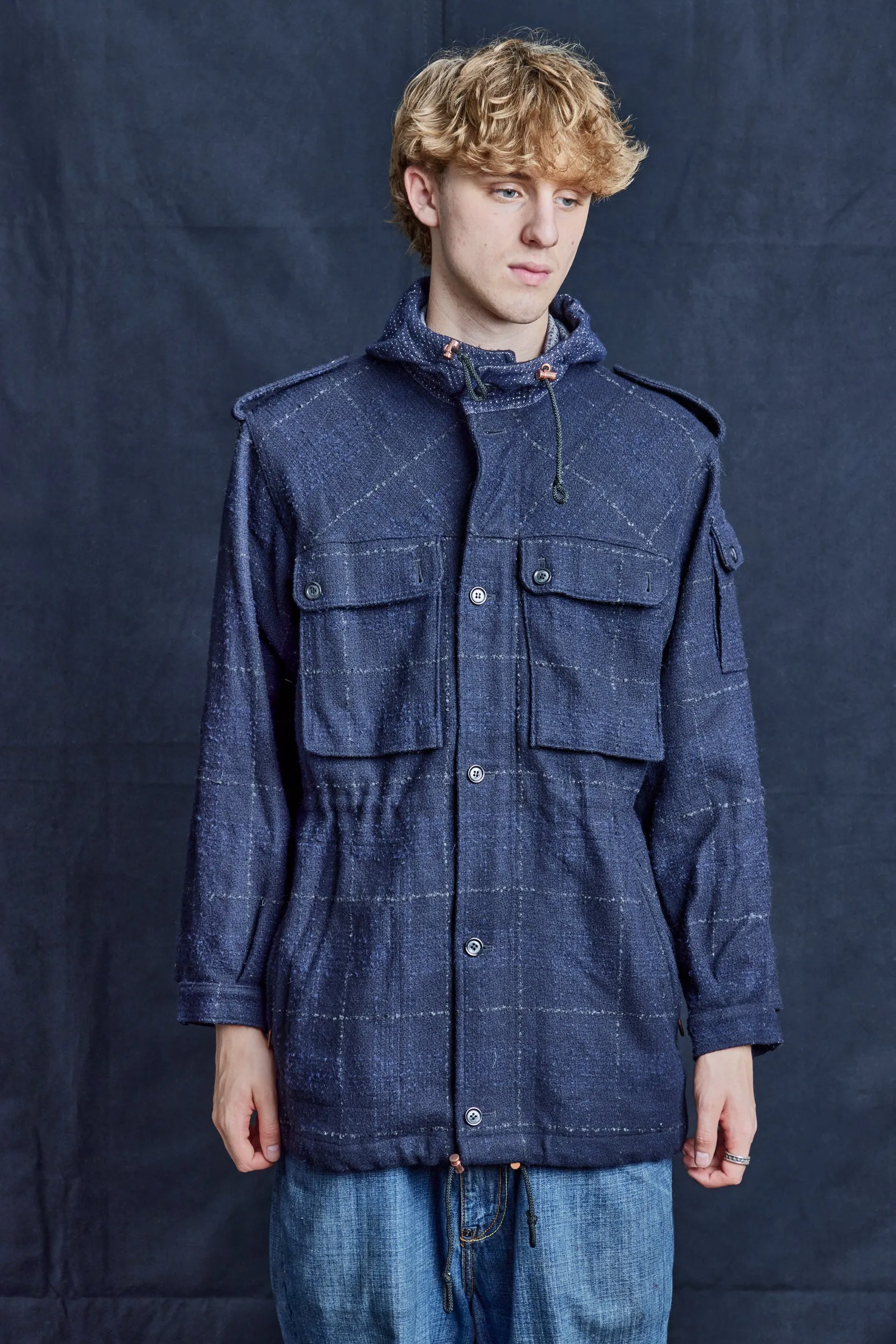 IMMORTAL Windowpane Check woollen Parka