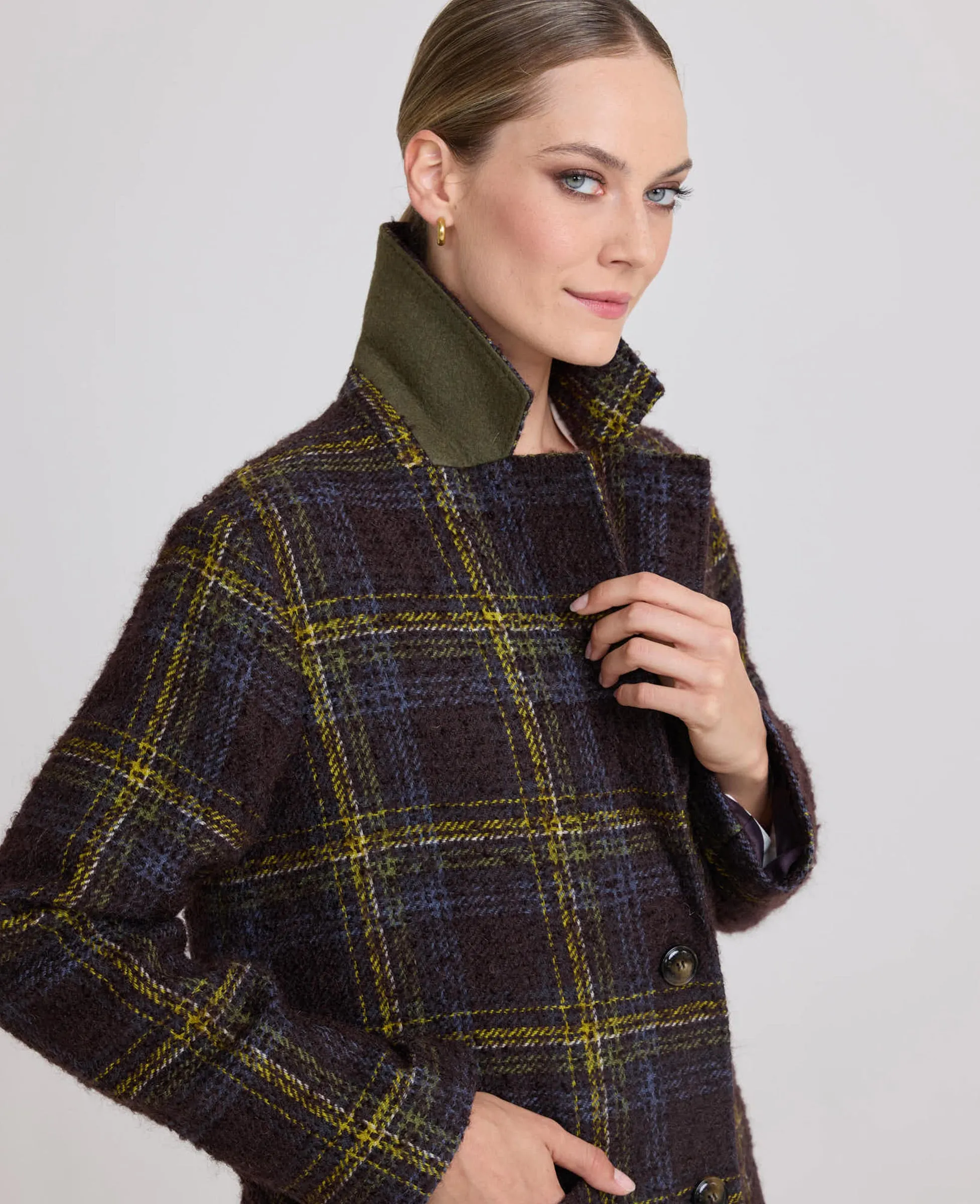 Jemima Check Wool and Mohair Blend Coat