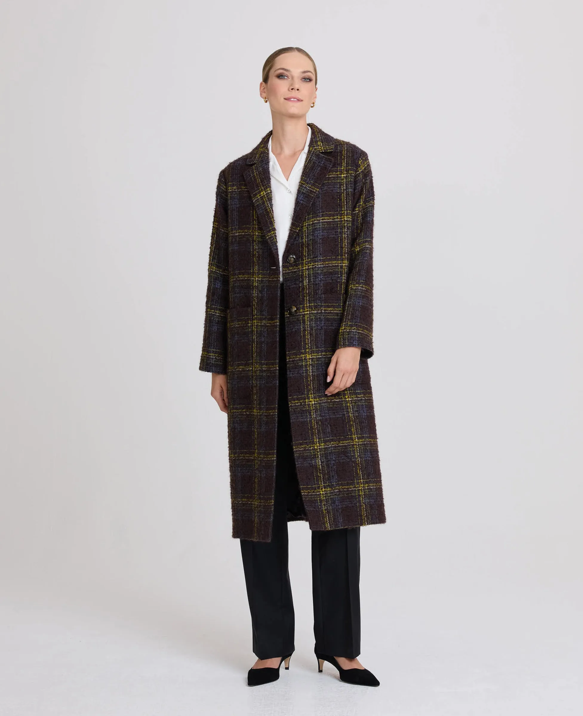 Jemima Check Wool and Mohair Blend Coat