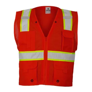 Kishigo - EV Series® Enhanced Visibility Multi-Pocket Mesh Vest - Red / Lime