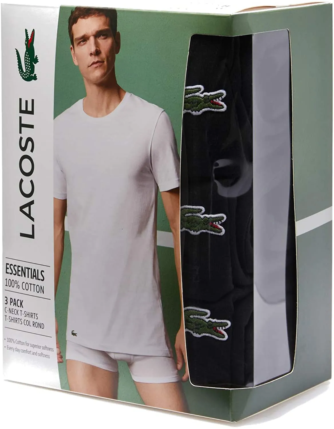 Lacoste Underwear Men's 3-Pack Crewneck T-Shirts