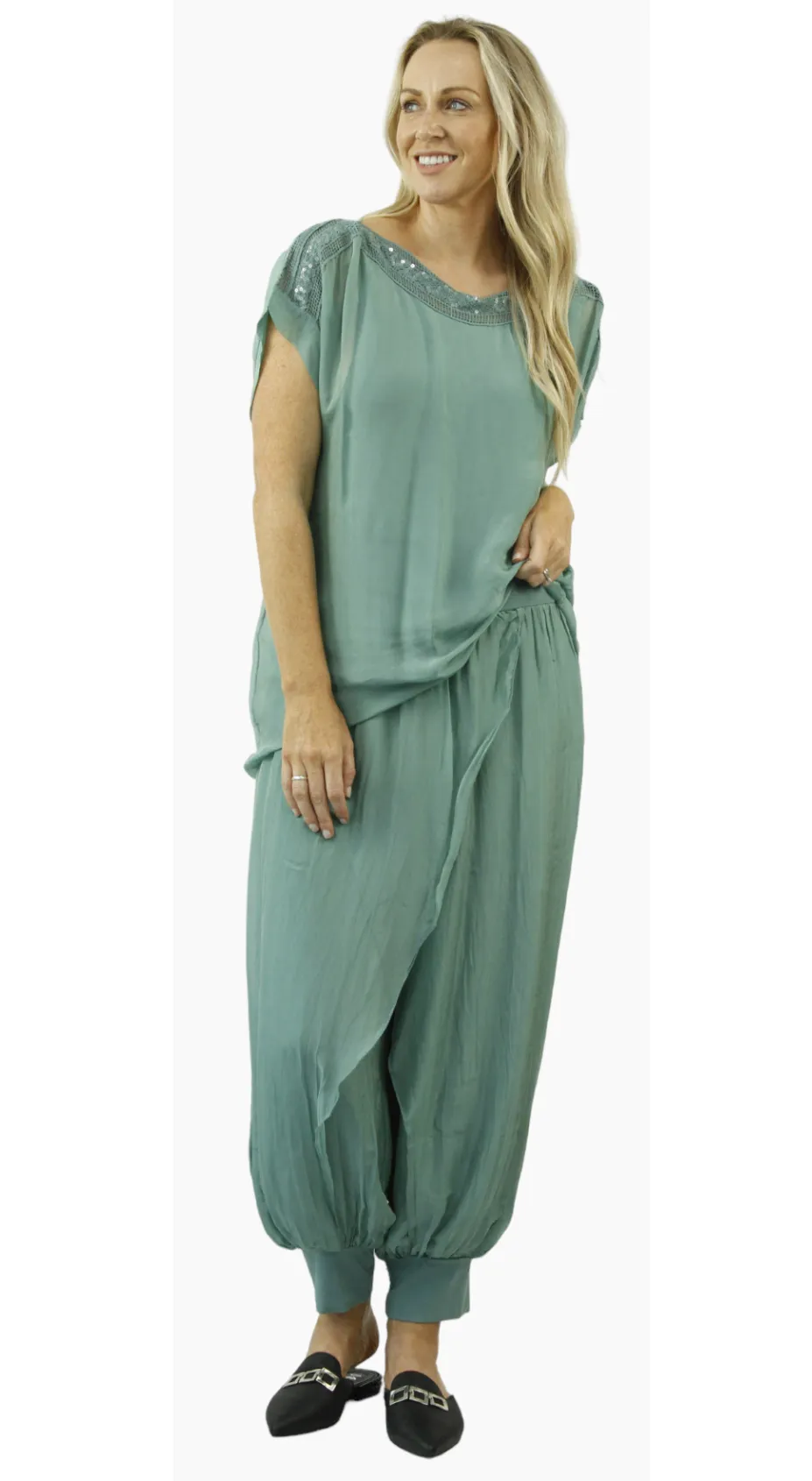 MAEVE HAREN Silk top and pant set