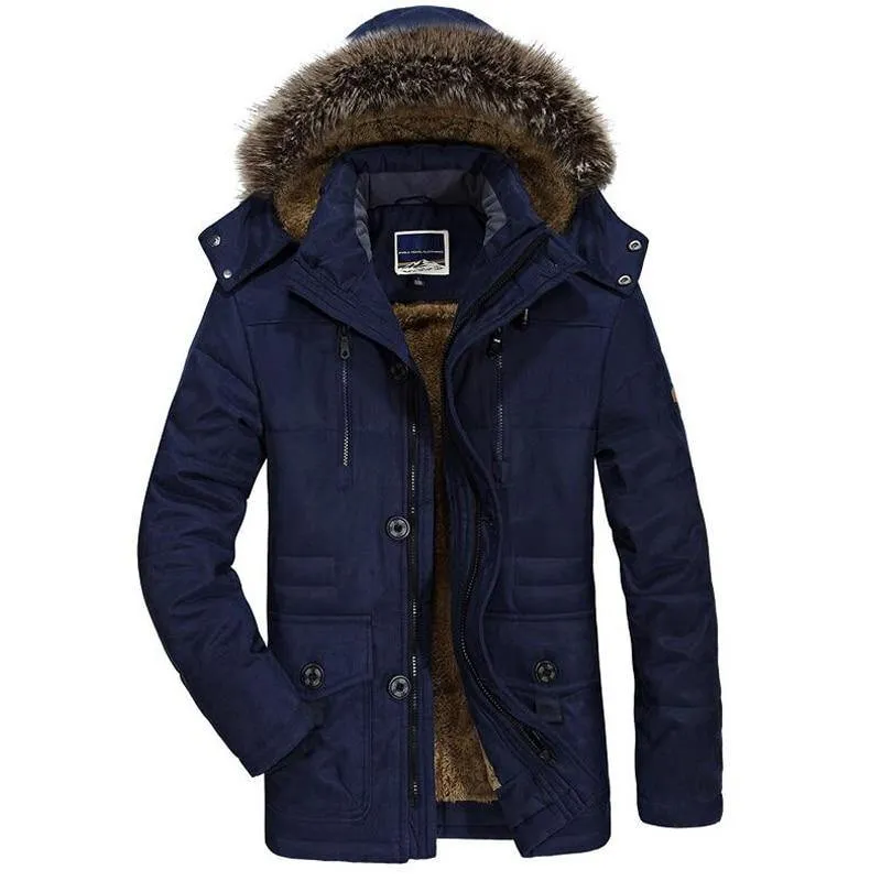 Men's Warm Thick Winter Fleece Parkas Jacket