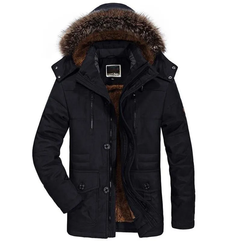 Men's Warm Thick Winter Fleece Parkas Jacket