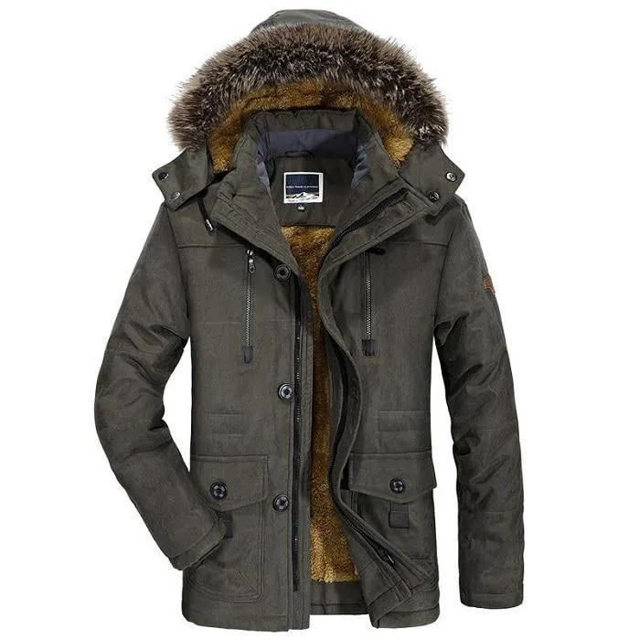 Men's Warm Thick Winter Fleece Parkas Jacket