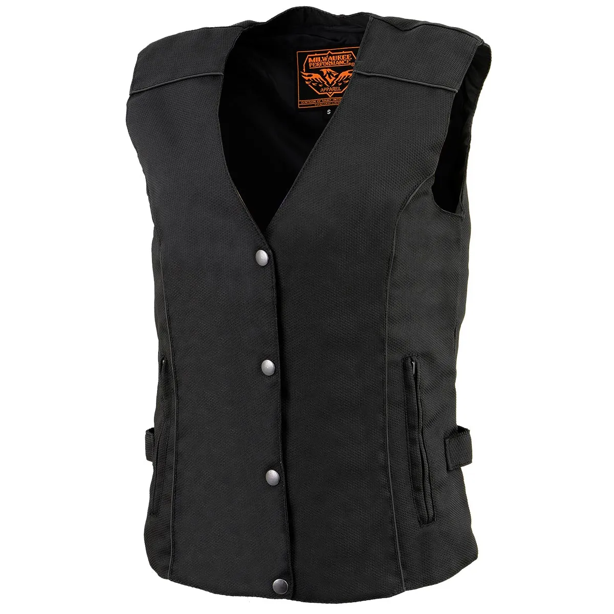 Milwaukee Leather SH1955 Ladies Black and Purple Textile Vest with Wing Embroidery