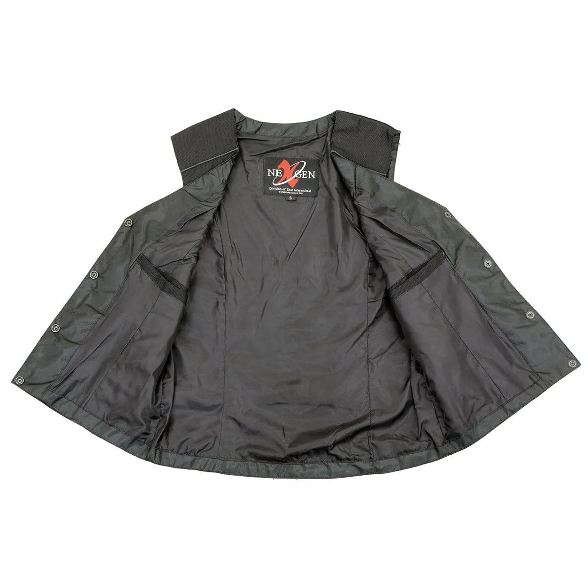 Milwaukee Leather SH1955 Ladies Black and Red Textile Vest with Wing Embroidery