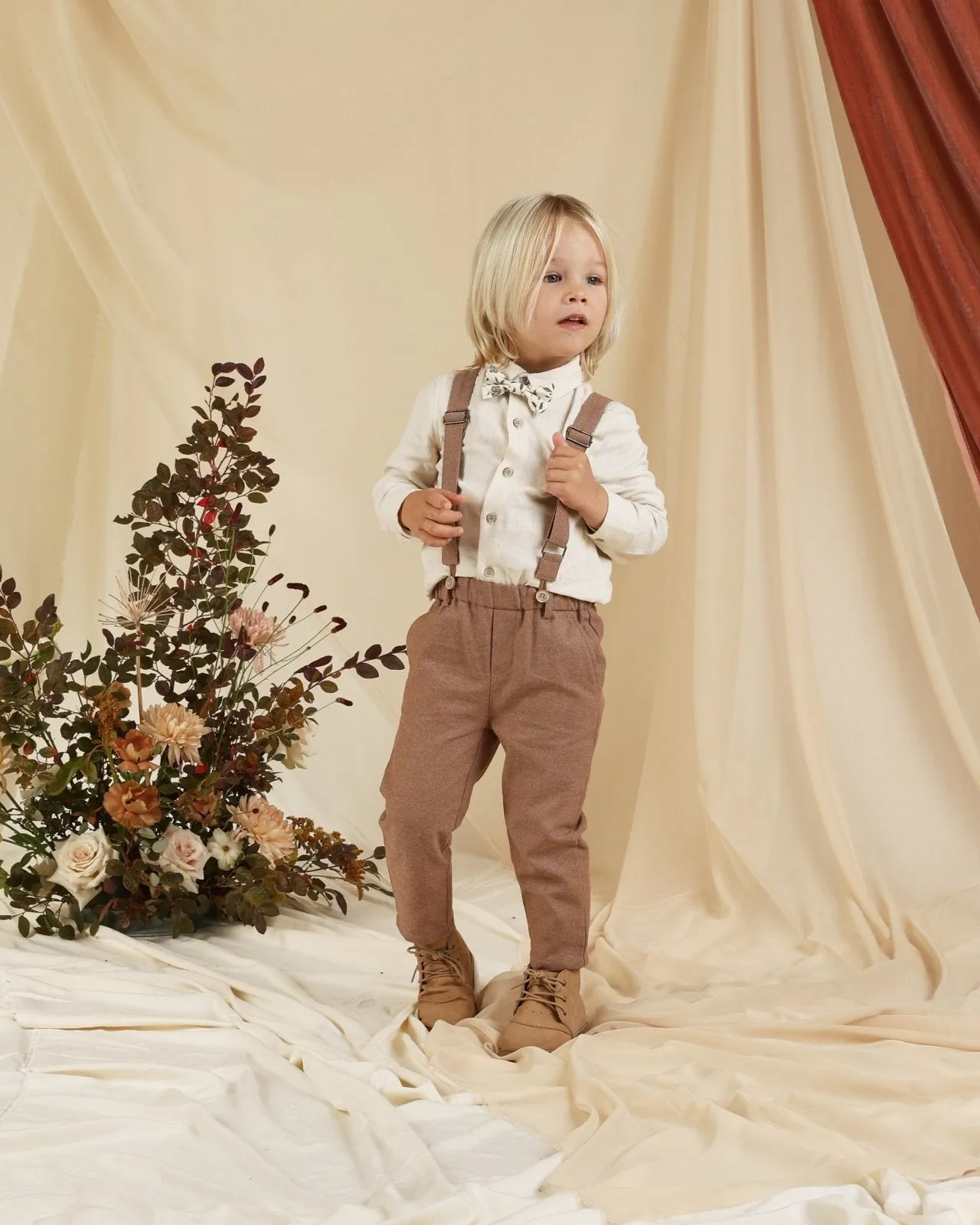 NoraLee Boys Suspender Pants in Copper - Baby and Toddler