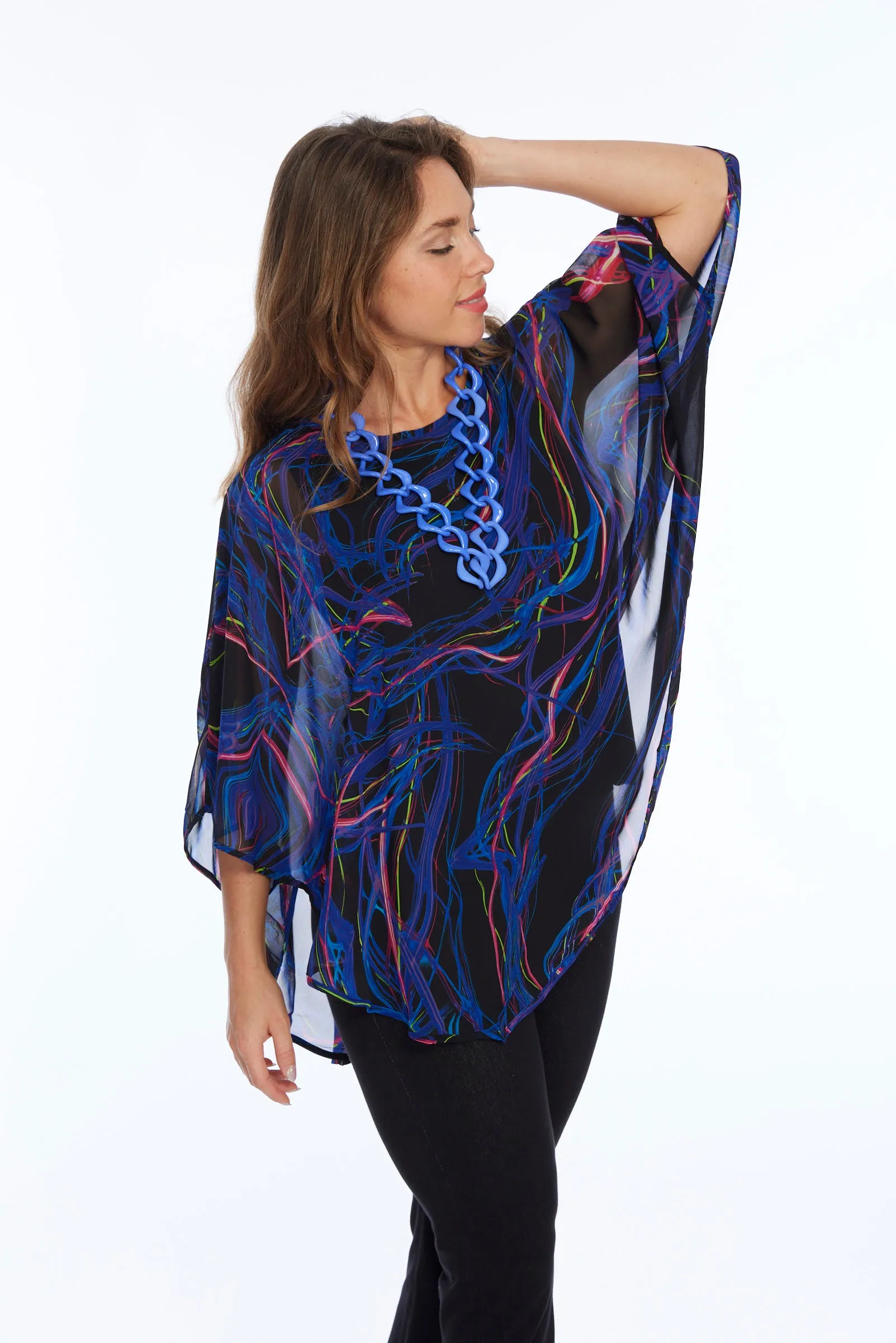 Off the shoulder Flowy Electric Wire Print Blouse | LIOR