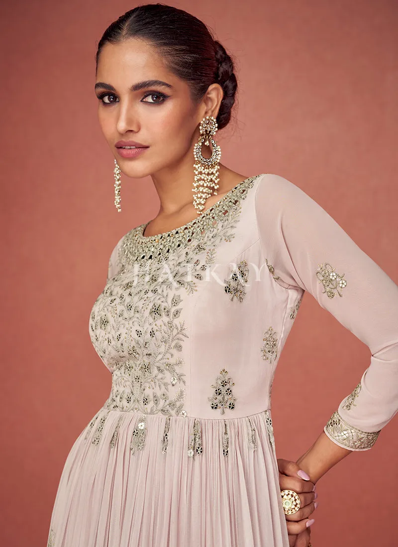 Pale Pink Sequence Embroidery Gharara Suit