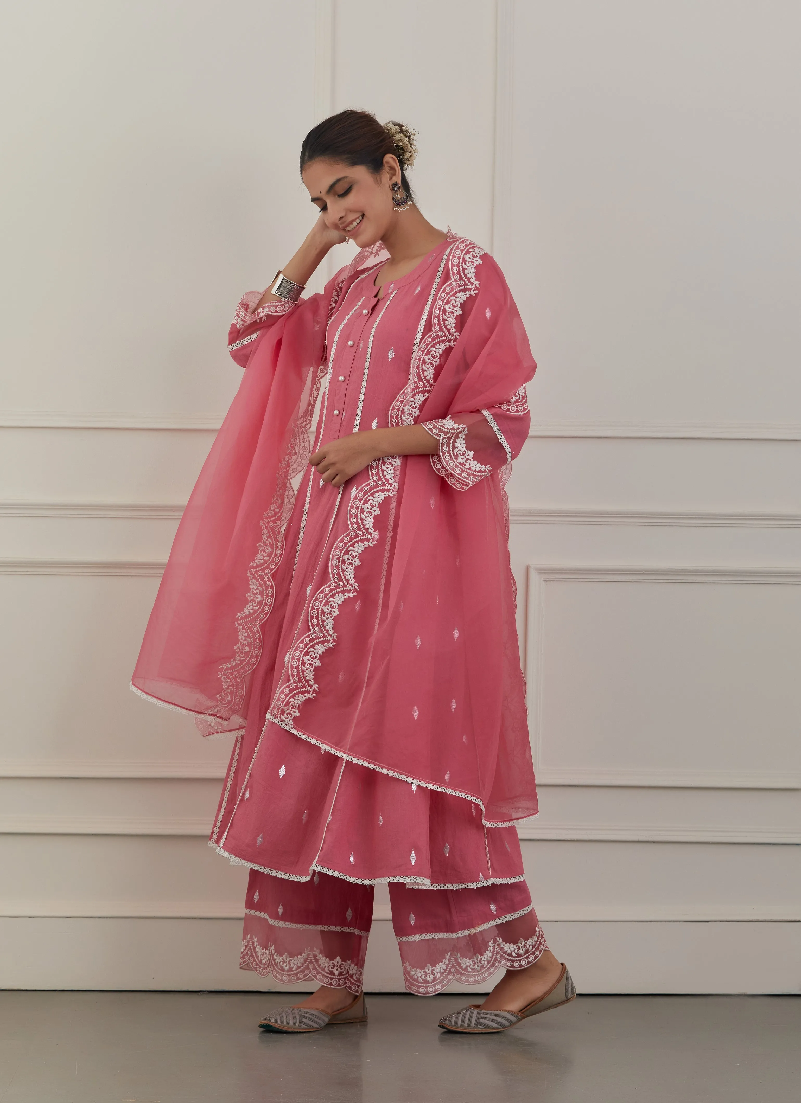 PINK EMBRIODERY COTTON SUIT  - Set of 3