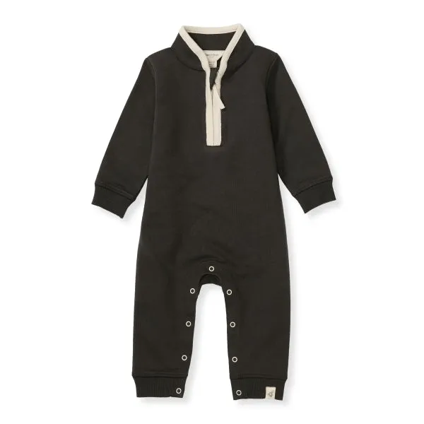 Quarter Zip Organic Baby Jumpsuit - Ash