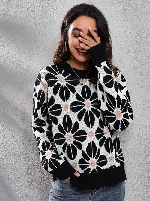 Sarah Floral Round Neck Sweater